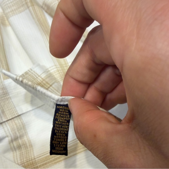 Coach Men’s Button-Down Shirt | Size Large | White Tan Plaid - Picture 5 of 8